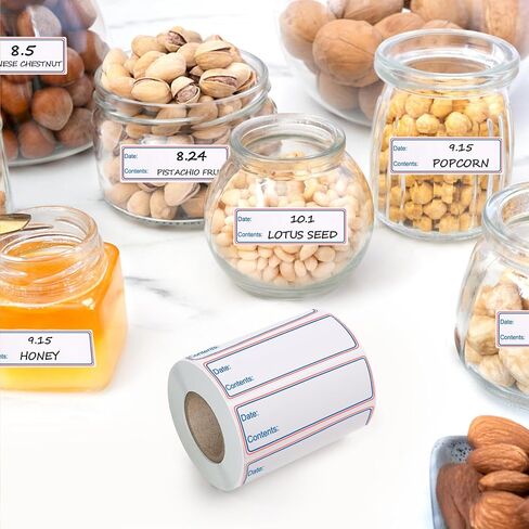 Food Labels Stickers for Storage Bin, Removable 500pcs No Residue Bottle Labels, Organizing Labels Stickers for Food Containers Jars, Kitchen, Pantry, Daycare 1 x 3 Inch in Saudi Arabia