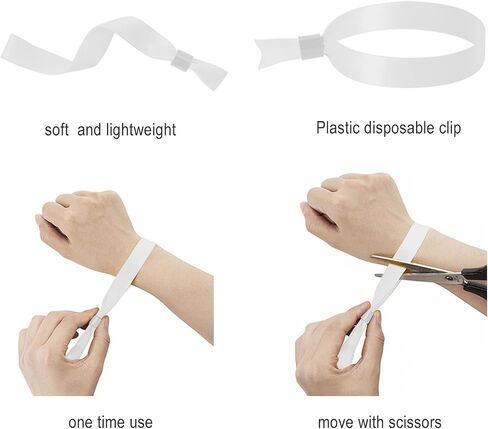 100 Pack Cloth Event Wristband,Color Wristbands Without Logo Resistant, Suitable for Lightweight Concert Wrist Strap for Activities, Parties (Color : White) in Saudi Arabia