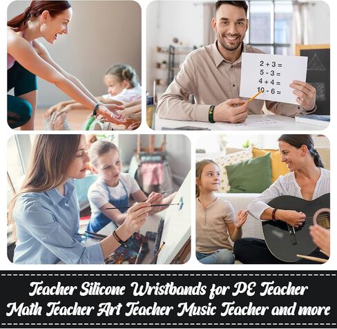 Junkin 32 Pcs Teacher Bracelets for Women Teacher Rubber Inspirational Quote Bracelets Teacher Appreciation Gifts in Bulk Silicone Rubber Wrist Bands for Teacher Thank You Gifts Preschool Men Women in Saudi Arabia