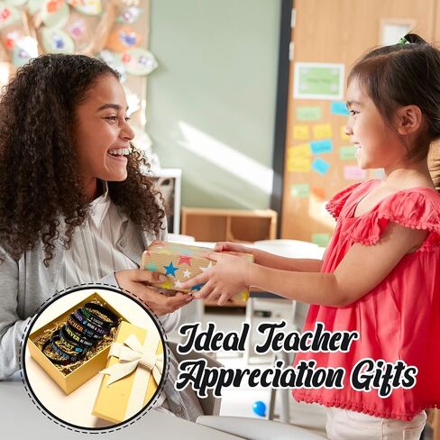 Junkin 32 Pcs Teacher Bracelets for Women Teacher Rubber Inspirational Quote Bracelets Teacher Appreciation Gifts in Bulk Silicone Rubber Wrist Bands for Teacher Thank You Gifts Preschool Men Women in Saudi Arabia