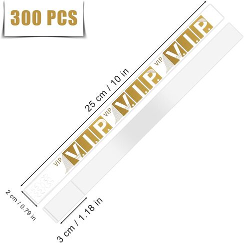 300pcs Paper Wristbands for Events, Identification Wristbands Lightweight VIP Paper Adhesive Bracelets for Events Concerts Clubs Festivals(Gold) in Saudi Arabia