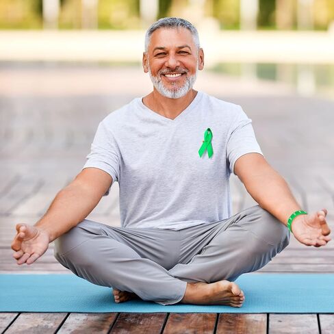 120 Pieces Mental Health Awareness Set include 60 Pieces Silicone Bracelets and 60 Pieces Green Ribbon Satin Pins, Motivational Wristbands Mental Health Awareness Month Gifts for Men Women (60 Set) in Saudi Arabia