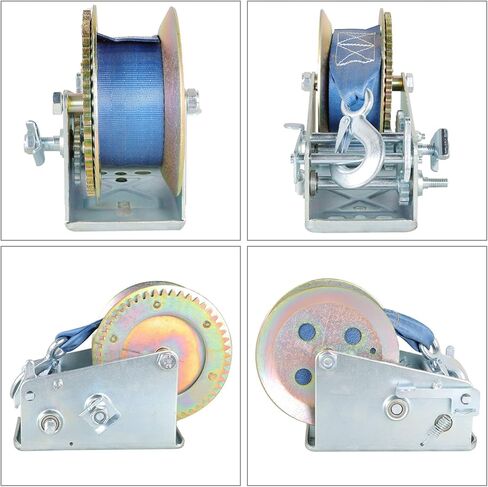 Heavy Duty Hand Winch 3500lbs Two-Way Adjustable Boat Trailer Winch with 10m 32ft Strap Crank Strap Gear Winch with Hook Fit for Boat Trailer or ATV in Saudi Arabia