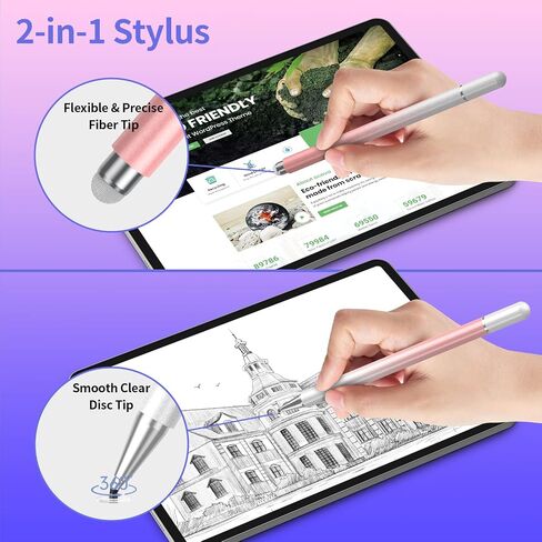 Stylus Pens for Touch Screens, 2 in 1 High Precision Magnetic Disc Universal Stylus Pen for iPad Compatible with All Touch Screens in Saudi Arabia