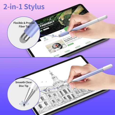 Stylus Pens for Touch Screens, 2 in 1 High Precision Magnetic Disc Universal Stylus Pen for iPad Compatible with All Touch Screens in Saudi Arabia