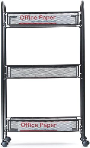 عربة أدوات مايند ريدر ذات 3 طبقات، أرفف تخزين، منظمة غسيل، عربة دوارة، مطبخ، شبكة معدنية، 17 بوصة طول × 10 بوصة عرض × 30 بوصة ارتفاع، أسود in Kuwait