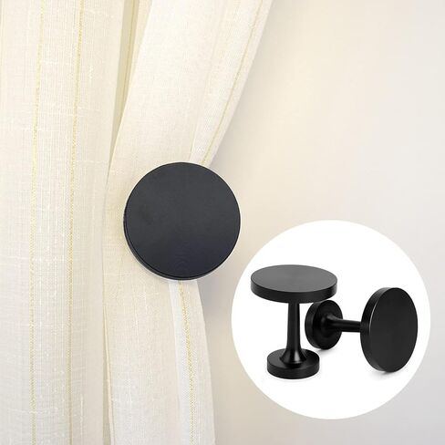 Set of 2 Window Drapery Medallion Holdbacks Curtain Tiebacks Multi Use Wall Hooks Home Decor Accessories (Black) in Saudi Arabia