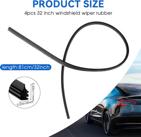 32" Wiper Blades Refill, 4 PCS Universal Frameless Windshield Wiper Replacement Adjustable Size Auto Windscreen Wiper Rubber Strip for Most Cars Buses Lorries Trucks, DIY Accessories for Vehicles in Saudi Arabia