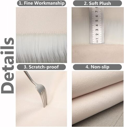 2Pack 12’’ Small Faux Fur Cushion Fluffy Plush Area Rug, Small Product Photo Background & Luxury Photo Props, Great for Tabletop Photography, Jewelry, Nail Art, Home Decor (Round, White + Pink) in Saudi Arabia