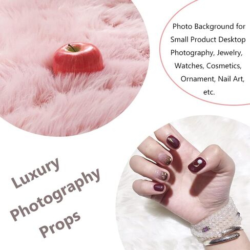 2Pack 12’’ Small Faux Fur Cushion Fluffy Plush Area Rug, Small Product Photo Background & Luxury Photo Props, Great for Tabletop Photography, Jewelry, Nail Art, Home Decor (Round, White + Pink) in Saudi Arabia