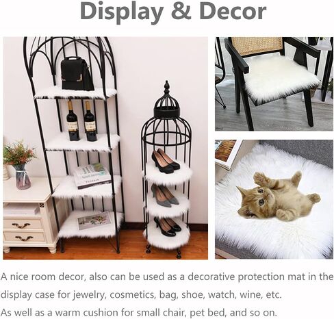 2Pack 12’’ Small Faux Fur Cushion Fluffy Plush Area Rug, Small Product Photo Background & Luxury Photo Props, Great for Tabletop Photography, Jewelry, Nail Art, Home Decor (Round, White + Pink) in Saudi Arabia