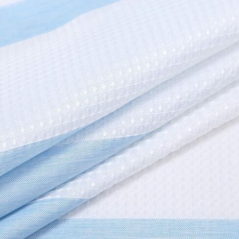 GAOMON Kitchen Curtains Waffle Textured Bathroom Window Curtains 24 Inch Length Light Blue and White Cafe Curtains Striped Short Curtain for Bathroom Bedroom Living Room RV 2 Panels 30''Wx24''L in Saudi Arabia