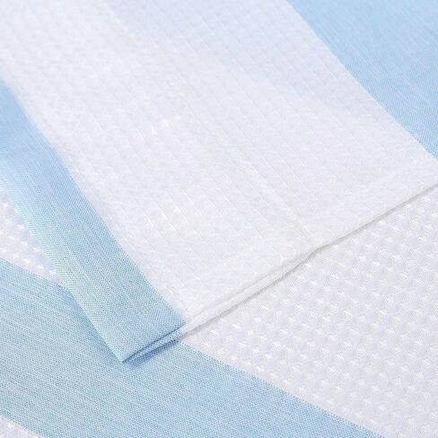 GAOMON Kitchen Curtains Waffle Textured Bathroom Window Curtains 24 Inch Length Light Blue and White Cafe Curtains Striped Short Curtain for Bathroom Bedroom Living Room RV 2 Panels 30''Wx24''L in Saudi Arabia