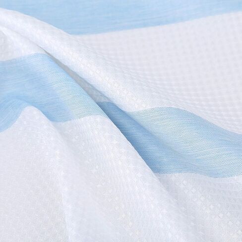 GAOMON Kitchen Curtains Waffle Textured Bathroom Window Curtains 24 Inch Length Light Blue and White Cafe Curtains Striped Short Curtain for Bathroom Bedroom Living Room RV 2 Panels 30''Wx24''L in Saudi Arabia