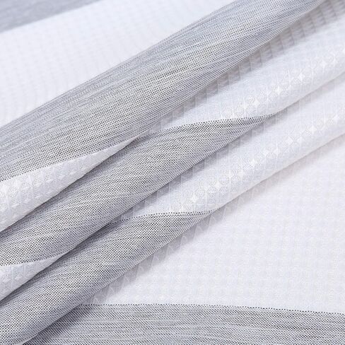 GAOMON Kitchen Curtains Waffle Textured Bathroom Window Curtains 24 Inch Length Light Blue and White Cafe Curtains Striped Short Curtain for Bathroom Bedroom Living Room RV 2 Panels 30''Wx24''L in Saudi Arabia