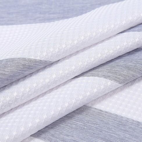 GAOMON Kitchen Curtains Waffle Textured Bathroom Window Curtains 24 Inch Length Light Blue and White Cafe Curtains Striped Short Curtain for Bathroom Bedroom Living Room RV 2 Panels 30''Wx24''L in Saudi Arabia