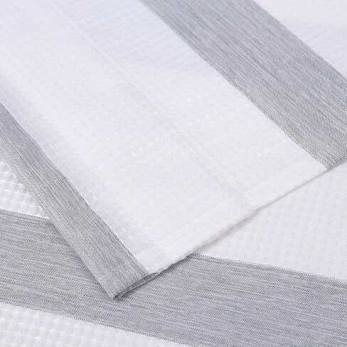GAOMON Kitchen Curtains Waffle Textured Bathroom Window Curtains 24 Inch Length Light Blue and White Cafe Curtains Striped Short Curtain for Bathroom Bedroom Living Room RV 2 Panels 30''Wx24''L in Saudi Arabia
