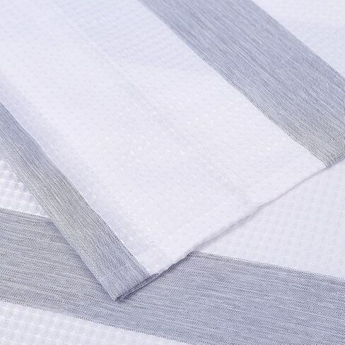 GAOMON Kitchen Curtains Waffle Textured Bathroom Window Curtains 24 Inch Length Light Blue and White Cafe Curtains Striped Short Curtain for Bathroom Bedroom Living Room RV 2 Panels 30''Wx24''L in Saudi Arabia