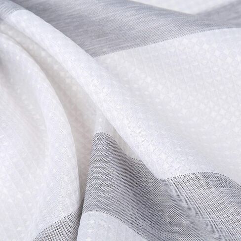 GAOMON Kitchen Curtains Waffle Textured Bathroom Window Curtains 24 Inch Length Light Blue and White Cafe Curtains Striped Short Curtain for Bathroom Bedroom Living Room RV 2 Panels 30''Wx24''L in Saudi Arabia