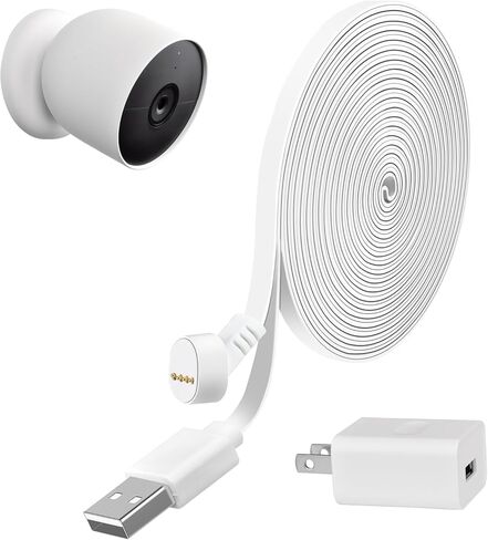 حزمة واحدة من كابل شحن الطاقة بطول 33 قدم/10 متر متوافق مع Google Nest Cam (البطارية)، كابل شحن مستمر مقاوم للطقس يعمل على تشغيل كاميرا Nest الخاصة بك (البطارية) in Kuwait