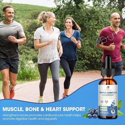 Magnesium Glycinate 500mg, Magnesium taurate, Magnesium Malate, High Absorption Magnesium Triple Complex Supplement, Chelated Magnesium Liquid Drops for Heart, Muscle, Sleep | 2 FI.OZ in Kuwait