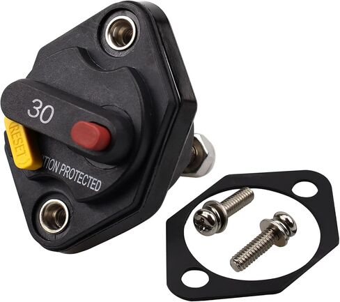 12V 24V 32V DC Panel Mount Circuit Breaker 50A with Manual Reset Button Switchable for Auto Truck RV Marine Trailer Waterproof 50A in Saudi Arabia