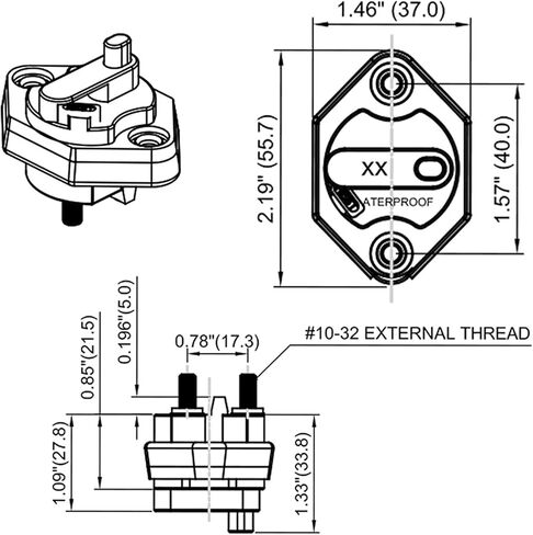 12V 24V 32V DC Panel Mount Circuit Breaker 50A with Manual Reset Button Switchable for Auto Truck RV Marine Trailer Waterproof 50A in Kuwait