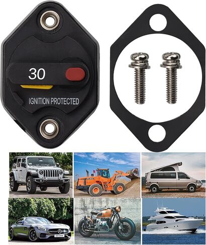 12V 24V 32V DC Panel Mount Circuit Breaker 50A with Manual Reset Button Switchable for Auto Truck RV Marine Trailer Waterproof 50A in Saudi Arabia