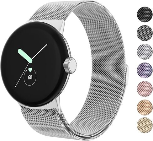 سوار معدني من Amzpas متوافق مع أحزمة ساعة Google Pixel للنساء والرجال، حلقة شبكية من الفولاذ المقاوم للصدأ قابلة للتعديل، حزام بديل لساعة Google Pixel/Pixel Watch 2 Band in Kuwait