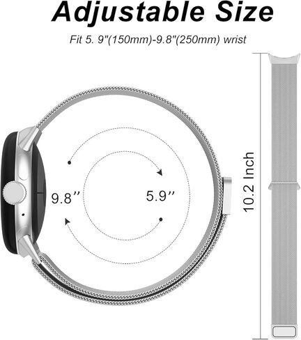 سوار معدني من Amzpas متوافق مع أحزمة ساعة Google Pixel للنساء والرجال، حلقة شبكية من الفولاذ المقاوم للصدأ قابلة للتعديل، حزام بديل لساعة Google Pixel/Pixel Watch 2 Band in Kuwait
