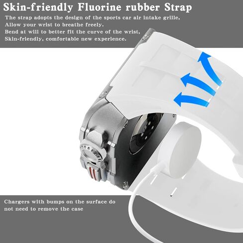 طقم تعديل سوار الساعة لساعة Apple Series 8 7 45 مم حزام مطاطي Rm Style حافظة ساعة معدنية لـ Iwatch 6 SE 5 4 44 مم ملحقات حزام غطاء بديل (44/45 مم، in Kuwait