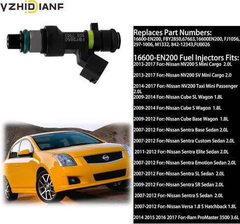 Upgraded Fuel Injectors FIT For:-Nissan Sentra 2.0L 2007-2012, Versa 1.8L 2007-2012, Cube 1.8L 2009-2014, NV200 2.0L 2013 2014 2015 2016 2017, 16600-EN200, FBY2850, FJ1056 (All-New 4 Pcs) in Saudi Arabia