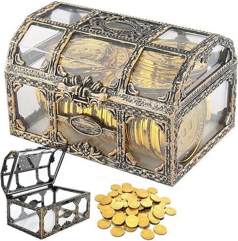 قطعتان من صندوق كنز القرصان الشفاف، صندوق كنز كريستال صغير عتيق لهدايا عيد ميلاد القراصنة، منظم عرض المجوهرات، صندوق تخزين الأحجار الكريمة لديكور المنزل in Kuwait
