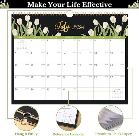 2024 Calendar - 2024 Wall Calendar, 12 Monthly Wall Calendar 2024 from Jan 2024 - Dec 2024, 14.6" x 11.5", Perfect 2024 Wall Calendar for Organizing in Kuwait