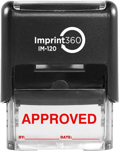 AS-IMP1102R - ختم معتمد مع: & التاريخ:، حبر أحمر، ختم مطاطي ذاتي التحبير التجاري شديد التحمل، انطباع 9/16 بوصة × 1-1/2 بوصة in Saudi Arabia