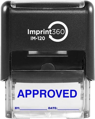 AS-IMP1102R - ختم معتمد مع: & التاريخ:، حبر أحمر، ختم مطاطي ذاتي التحبير التجاري شديد التحمل، انطباع 9/16 بوصة × 1-1/2 بوصة in Saudi Arabia