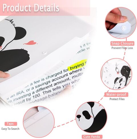 منظم مجلد ملفات باندا أكورديون - قابل للتوسيع باستخدام الملصقات، وحقيبة تنظيم المستندات للمستندات بحجم الحروف in Kuwait