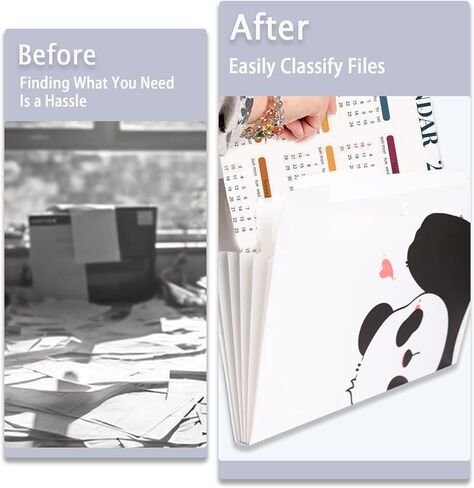 منظم مجلد ملفات باندا أكورديون - قابل للتوسيع باستخدام الملصقات، وحقيبة تنظيم المستندات للمستندات بحجم الحروف in Kuwait