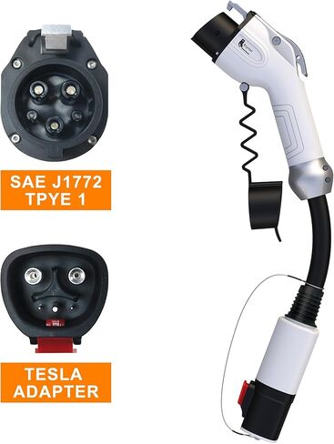محول شحن محمول من Tesla إلى J-1772 متوافق مع J1772 EV Max 60A 250V AC أبيض in Kuwait