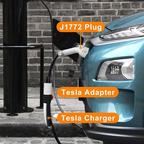 محول شحن محمول من Tesla إلى J-1772 متوافق مع J1772 EV Max 60A 250V AC أبيض in Kuwait