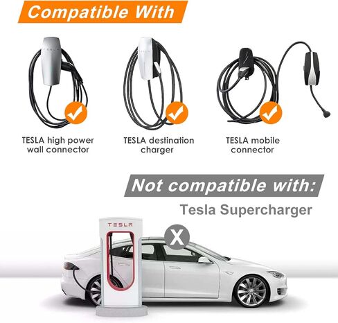 محول شحن محمول من Tesla إلى J-1772 متوافق مع J1772 EV Max 60A 250V AC أبيض in Kuwait