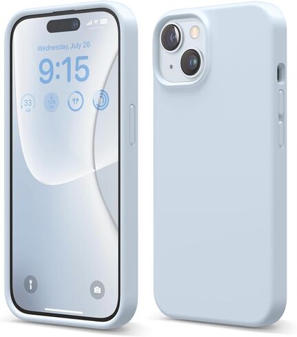 جراب Elago متوافق مع iPhone 15، جراب من السيليكون السائل، غطاء واقٍ لكامل الجسم، مقاوم للصدمات، جراب هاتف نحيف، بطانة ناعمة من الألياف الدقيقة مضادة للخدش، 6.1 بوصة (أزرق فاتح) in Kuwait