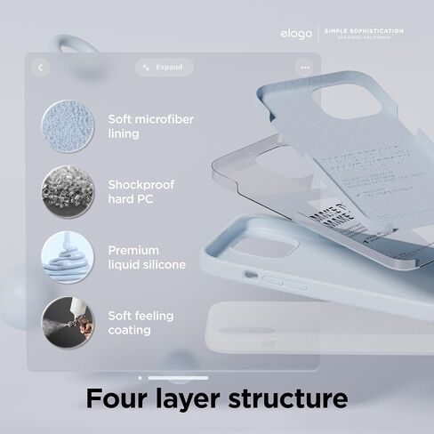 جراب Elago متوافق مع iPhone 15، جراب من السيليكون السائل، غطاء واقٍ لكامل الجسم، مقاوم للصدمات، جراب هاتف نحيف، بطانة ناعمة من الألياف الدقيقة مضادة للخدش، 6.1 بوصة (أزرق فاتح) in Kuwait