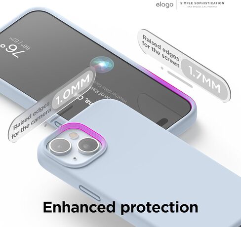 جراب Elago متوافق مع iPhone 15، جراب من السيليكون السائل، غطاء واقٍ لكامل الجسم، مقاوم للصدمات، جراب هاتف نحيف، بطانة ناعمة من الألياف الدقيقة مضادة للخدش، 6.1 بوصة (أزرق فاتح) in Kuwait
