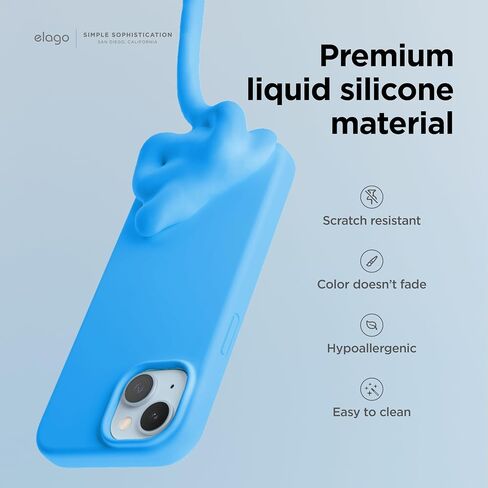 جراب Elago متوافق مع iPhone 15، جراب من السيليكون السائل، غطاء واقٍ لكامل الجسم، مقاوم للصدمات، جراب هاتف نحيف، بطانة ناعمة من الألياف الدقيقة مضادة للخدش، 6.1 بوصة (أزرق فاتح) in Kuwait
