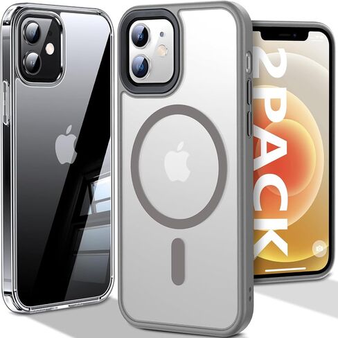 [رقم 1 جراب مغناطيسي قوي لهاتف iPhone 12/12 Pro لهاتف MagSafe [واقي عسكري مضاد للصدمات بطول 15 قدم] جراب هاتف iPhone 12 متين ومقاوم للصدمات من السيليكون غير اللامع لهاتف iPhone 12/12 Pro باللون الرمادي in Saudi Arabia