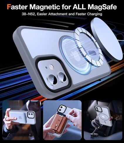 [رقم 1 جراب مغناطيسي قوي لهاتف iPhone 12/12 Pro لهاتف MagSafe [واقي عسكري مضاد للصدمات بطول 15 قدم] جراب هاتف iPhone 12 متين ومقاوم للصدمات من السيليكون غير اللامع لهاتف iPhone 12/12 Pro باللون الرمادي in Saudi Arabia