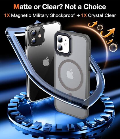 [رقم 1 جراب مغناطيسي قوي لهاتف iPhone 12/12 Pro لهاتف MagSafe [واقي عسكري مضاد للصدمات بطول 15 قدم] جراب هاتف iPhone 12 متين ومقاوم للصدمات من السيليكون غير اللامع لهاتف iPhone 12/12 Pro باللون الرمادي in Saudi Arabia