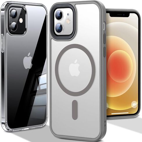 [رقم 1 جراب مغناطيسي قوي لهاتف iPhone 12/12 Pro لهاتف MagSafe [واقي عسكري مضاد للصدمات بطول 15 قدم] جراب هاتف iPhone 12 متين ومقاوم للصدمات من السيليكون غير اللامع لهاتف iPhone 12/12 Pro باللون الرمادي in Saudi Arabia