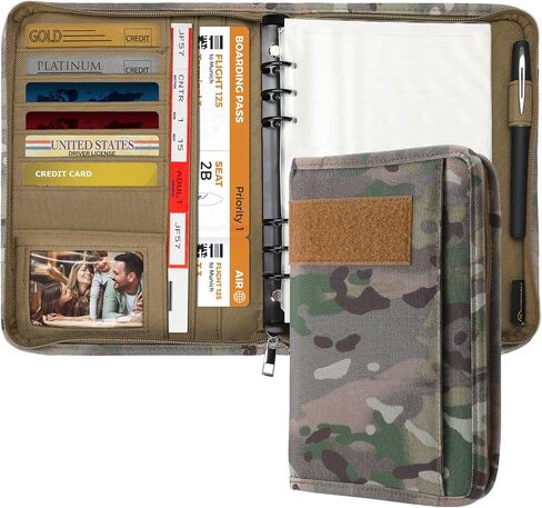 WIOR Tactical Padfolio Portfolio Binder with Zipper and 80 Sheets of Loose-Leaf Paper, Military Notebook Cover Portfolio Organizer Folder for Documents Business Cards, Detachable 6-Ring Notepad - Camo in Kuwait